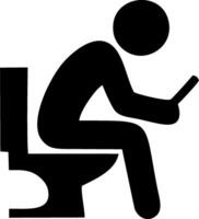Person Sitting on Toilet Using Mobile Phone vector