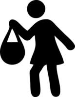 Stylized Icon of a Woman Carrying a Bag vector