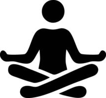 Simple black and white silhouette of a person in a meditative yoga pose. vector