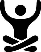 Silhouette of a person in a meditative pose with raised arms. vector