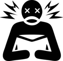 A person experiencing overwhelming stress or pain, depicted in a graphic icon. vector