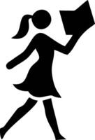 Woman Walking with a Book - Simple Icon Silhouette vector