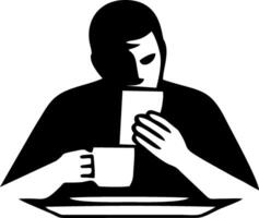 Focused Person Enjoying a Coffee and Reading Material vector