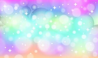 A illustration of a rainbow bokeh background with soft glowing lights, creating a dreamy and colorful atmosphere. Ideal for decorative designs, greeting cards, posters, and creative projects. vector