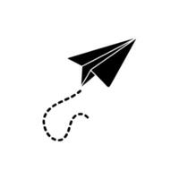 Paper airplane icon illustration of flying paper plane with dotted line trail design vector