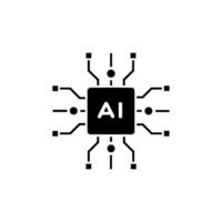 Ai artificial intelligence chip processor technology machine learning neural network icon vector