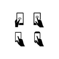 Using smartphone touch screen finger gestures illustration mobile technology app vector