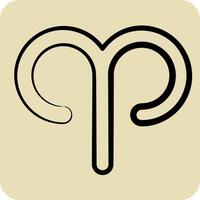 Icon Aries. related to Astrology symbol. hand drawn style. design editable vector