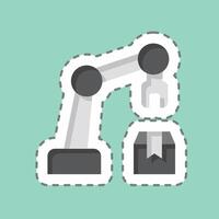 Sticker line cut Arm Robot. related to Industry symbol. design editable vector