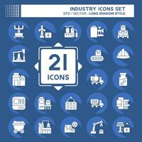 Icon Set Industry. related to Education symbol. long shadow style. design editable vector