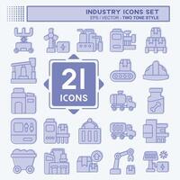 Icon Set Industry. related to Education symbol. two tone style. design editable vector