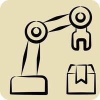 Icon Arm Robot. related to Industry symbol. hand drawn style. design editable vector