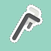 Sticker line cut Pipe Wrench. related to Repair Tools symbol. design editable vector