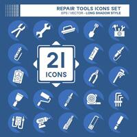 Icon Set Repair Tools. related to Education symbol. long shadow style. design editable vector