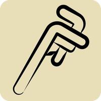 Icon Pipe Wrench. related to Repair Tools symbol. hand drawn style. design editable vector