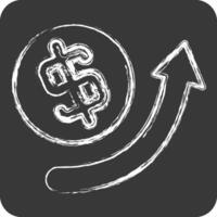 Icon Growth Arrow. related to Development symbol. chalk Style vector
