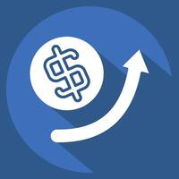 Icon Growth Arrow. related to Development symbol. long shadow style vector