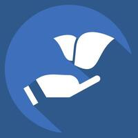 Icon Hands Holding Plant. related to Development symbol. long shadow style vector