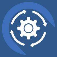 Icon Development Settings. related to Development symbol. long shadow style vector