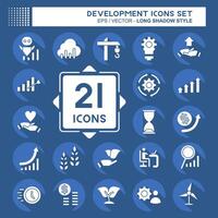Icon Set Development. related to Education symbol. long shadow style vector