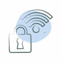 Icon Secured. related to Wifi symbol. Color Spot Style. design editable vector
