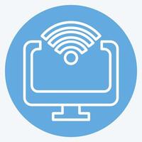 Icon Computer. related to Wifi symbol. blue eyes style. design editable vector