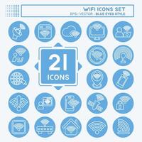 Icon Set Wifi. related to Network symbol. blue eyes style. design editable vector