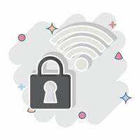 Icon Secured. related to Wifi symbol. comic style. design editable vector