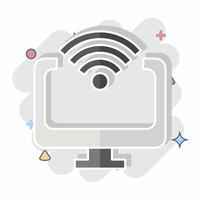 Icon Computer. related to Wifi symbol. comic style. design editable vector
