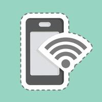 Sticker line cut Phone. related to Wifi symbol. design editable vector