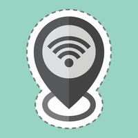 Sticker line cut Location. related to Wifi symbol. design editable vector