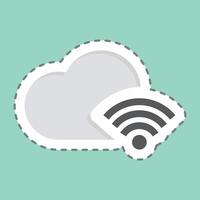 Sticker line cut Cloud. related to Wifi symbol. design editable vector