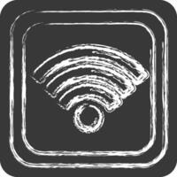 Icon Wifi Button. related to Wifi symbol. chalk Style. design editable vector
