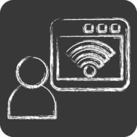 Icon Online. related to Wifi symbol. chalk Style. design editable vector