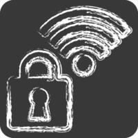 Icon Secured. related to Wifi symbol. chalk Style. design editable vector