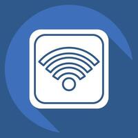 Icon Wifi Button. related to Wifi symbol. long shadow style. design editable vector