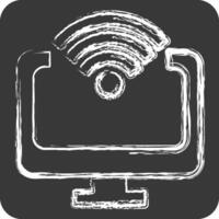 Icon Computer. related to Wifi symbol. chalk Style. design editable vector