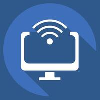 Icon Computer. related to Wifi symbol. long shadow style. design editable vector