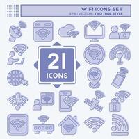 Icon Set Wifi. related to Network symbol. two tone style. design editable vector