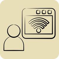 Icon Online. related to Wifi symbol. hand drawn style. design editable vector