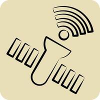 Icon Satellite. related to Wifi symbol. hand drawn style. design editable vector
