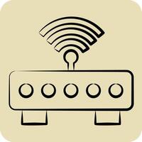 Icon Wifi Router. related to Wifi symbol. hand drawn style. design editable vector