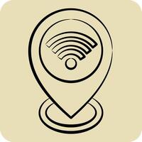 Icon Location. related to Wifi symbol. hand drawn style. design editable vector