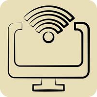 Icon Computer. related to Wifi symbol. hand drawn style. design editable vector
