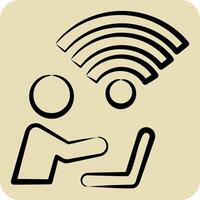 Icon Connectivity. related to Wifi symbol. hand drawn style. design editable vector