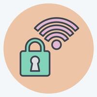 Icon Secured. related to Wifi symbol. color mate style. design editable vector
