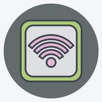 Icon Wifi Button. related to Wifi symbol. color mate style. design editable vector