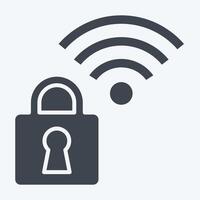 Icon Secured. related to Wifi symbol. glyph style. design editable vector