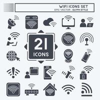 Icon Set Wifi. related to Network symbol. glyph style. design editable vector