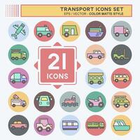 Icon Set Transport. related to Holiday symbol. color mate style. design editable vector